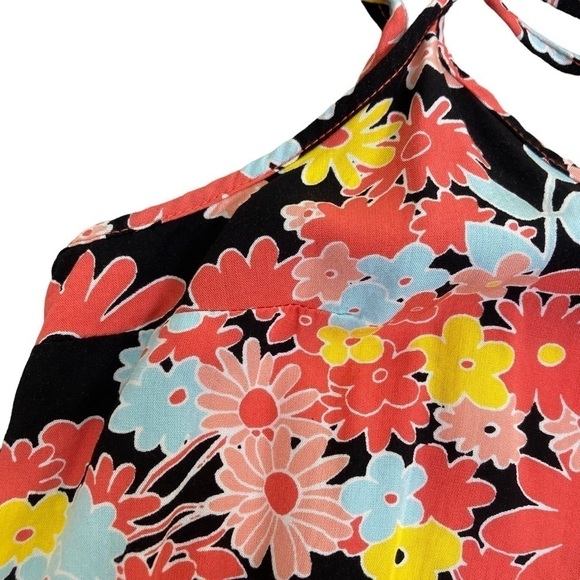 Modcloth Flowerpower ‘60s Style Mini Sundress Black/Pink/Yellow/Blue Size M - Picture 12 of 15